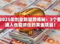 2025年创业新趋势揭秘：3个普通人也能抓住的黄金项目！
