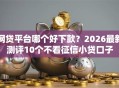 网贷平台哪个好下款？2026最新测评10个不看征信小贷口子