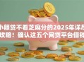 小额贷不看芝麻分的2025年详尽攻略！确认这五个网贷平台借钱不用查芝麻分