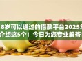 18岁可以通过的借款平台2025年介绍这5个！今日为您专业解答！