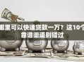 哪里可以快速贷款一万？这10个靠谱渠道别错过