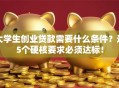 大学生创业贷款需要什么条件？这5个硬核要求必须达标！