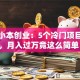 县城小本创业：5个冷门项目实测，月入过万竟这么简单！