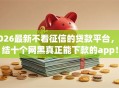 2026最新不看征信的贷款平台，总结十个网黑真正能下款的app！