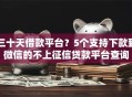 三十天借款平台？5个支持下款到微信的不上征信贷款平台查询