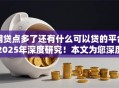 网贷点多了还有什么可以贷的平台2025年深度研究！本文为您深度揭露！