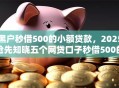 黑户秒借500的小额贷款，2025抢先知晓五个网贷口子秒借500的小额借钱