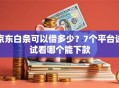京东白条可以借多少？7个平台试试看哪个能下款