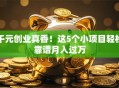 千元创业真香！这5个小项目轻松靠谱月入过万