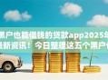 黑户也能借钱的贷款app2025年最新资讯！今日整理这五个黑户也能借钱的网贷平台