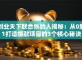 创业天下联合创始人揭秘：从0到1打造爆款项目的3个核心秘诀