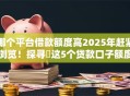哪个平台借款额度高2025年赶紧浏览！探寻​这5个贷款口子额度高