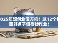 2025年想创业没方向？这12个稳赚好点子值得抄作业！
