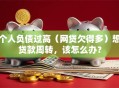 个人负债过高（网贷欠得多）想贷款周转，该怎么办？