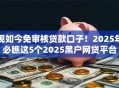 现如今免审核贷款口子！2025年必瞧这5个2025黑户网贷平台