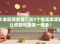 小本投资创业？这5个低成本项目让你轻松赚第一桶金！