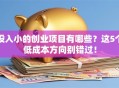 投入小的创业项目有哪些？这5个低成本方向别错过！