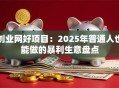 创业网好项目：2025年普通人也能做的暴利生意盘点