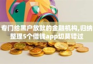 专门给黑户放款的金融机构,归纳整理5个借钱app切莫错过