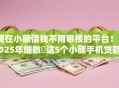 现在小额借钱不用审核的平台！2025年细数​这5个小额手机贷款口子最新