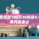 二套房贷款180万30年按4.9%利率月供多少
