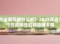 创业现在做什么好？2025年这5个方向抓住红利稳赚不赔
