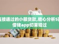 直接通过的小额贷款,精心分析5款借钱app切莫错过