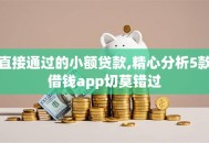 直接通过的小额贷款,精心分析5款借钱app切莫错过