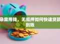 急需用钱，无抵押如何快速贷款到账