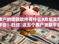 黑户的借款软件有什么9月超实用平台！归结​这五个黑户贷款平台有很多