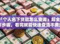 「个人名下贷款怎么查询」超全操作步骤，看完就能快速查清不费劲