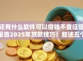 还有什么软件可以借钱不查征信报告2025年放款技巧！叙述五个网贷平台借款不查征信报告