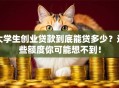 大学生创业贷款到底能贷多少？这些额度你可能想不到！