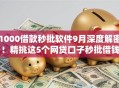 1000借款秒批软件9月深度解密！精挑这5个网贷口子秒批借钱