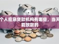 个人应急贷款机构有哪些，当天能放款的