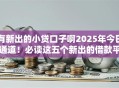 有新出的小贷口子啊2025年今日通道！必读这五个新出的借款平台很多