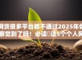 网贷很多平台都不通过2025年你察觉到了吗！必读​这5个个人网贷大数据查询
