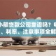 私人小额贷款公司靠谱吗？申请条件、利率、注意事项全解析