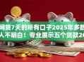 网贷7天的所有口子2025年多数人不明白!专业展示五个贷款2000的新口子 网贷7天的所有口子2025年多数人不明白!专业展示五个贷款2000的新口子