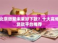 北京微聚未来好下款？十大高炮贷款平台推荐