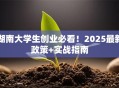 湖南大学生创业必看！2025最新政策+实战指南