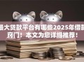 最大贷款平台有哪些2025年借款窍门！本文为您详细推荐！