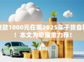 贷款1000元在哪2025年干货自取！本文为您隆重力荐！
