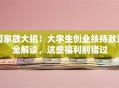 国家放大招！大学生创业扶持政策全解读，这些福利别错过