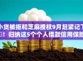 小贷被拒和芝麻授权9月赶紧记下‌！归纳这5个个人借款信用保险