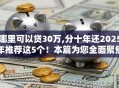 哪里可以贷30万,分十年还2025年推荐这5个！本篇为您全面聚焦！