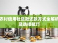 农村信用社贷款还款方式全解析及选择技巧