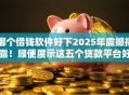 哪个借钱软件好下2025年震撼揭露！顺便展示这五个贷款平台好下款