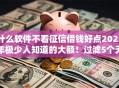 什么软件不看征信借钱好点2025年极少人知道的大额！过滤5个无征信秒下的贷款