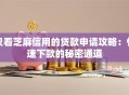 只看芝麻信用的贷款申请攻略：快速下款的秘密通道